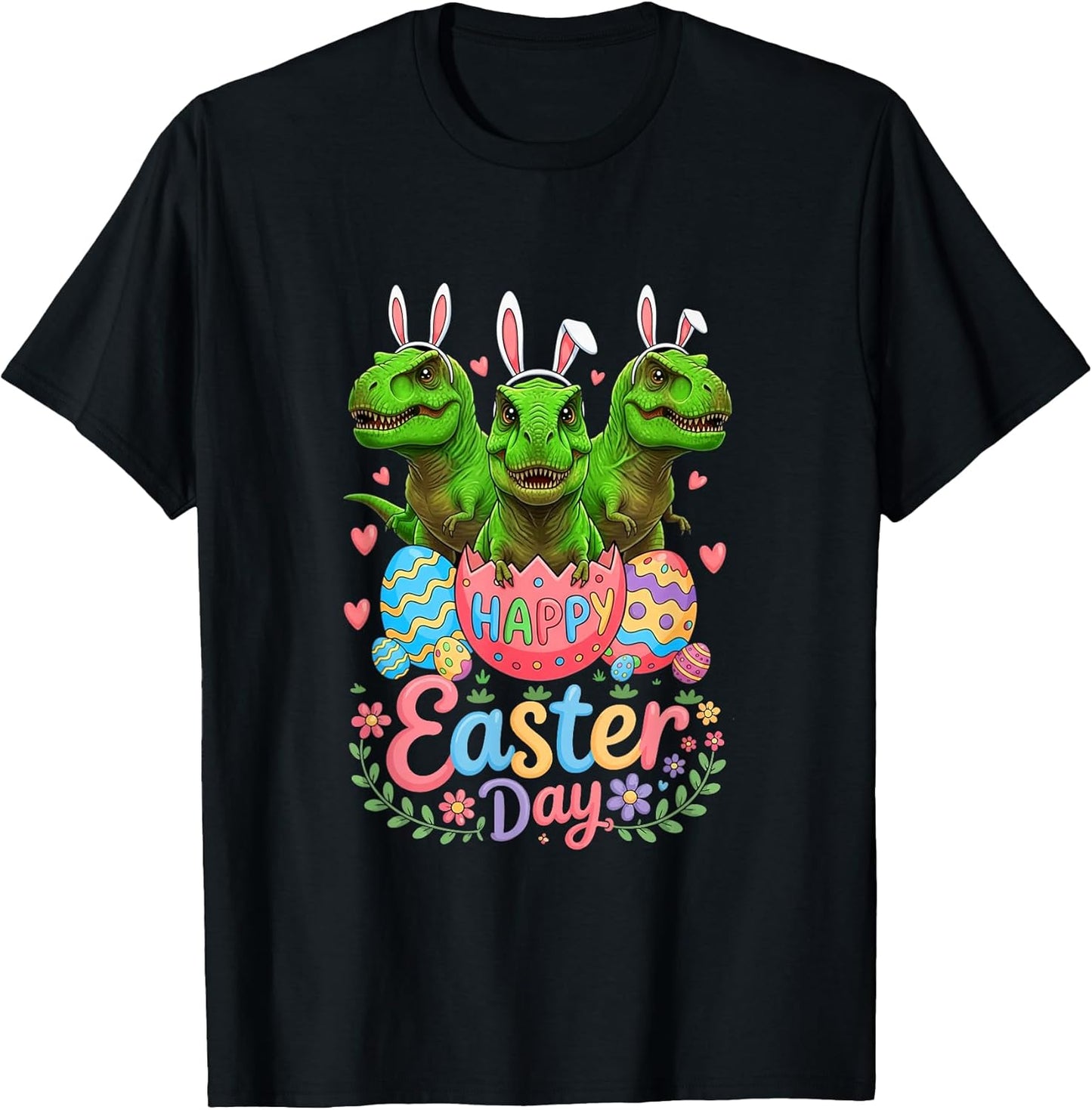 Happy Easter Day Three Cute Bunny T-Rexes in Chocolate Egg T-Shirt