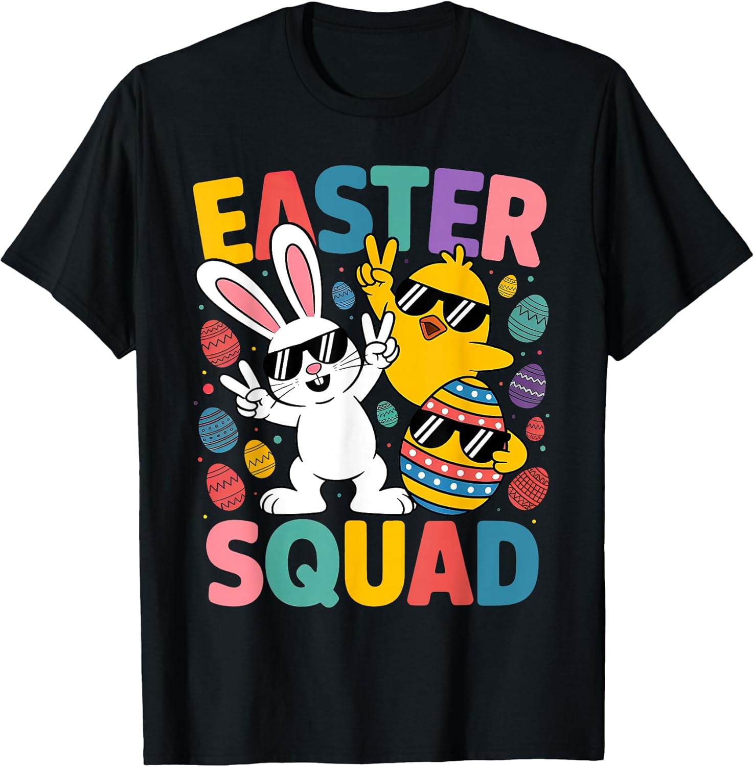 Easter Squad Bunny Chick Egg Dabbing Funny Easter Day Kids T-Shirt
