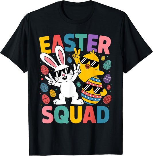 Easter Squad Bunny Chick Egg Dabbing Funny Easter Day Kids T-Shirt