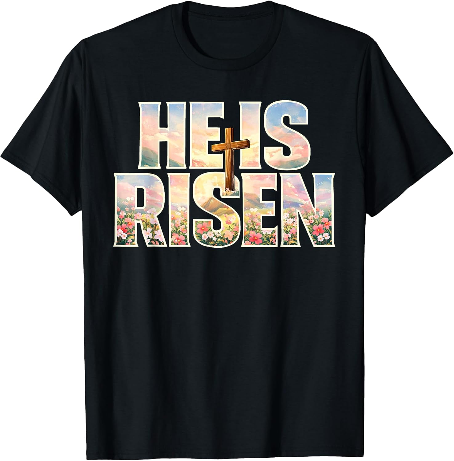 Christian Easter He is Risen Cross Jesus Religious for Women T-Shirt