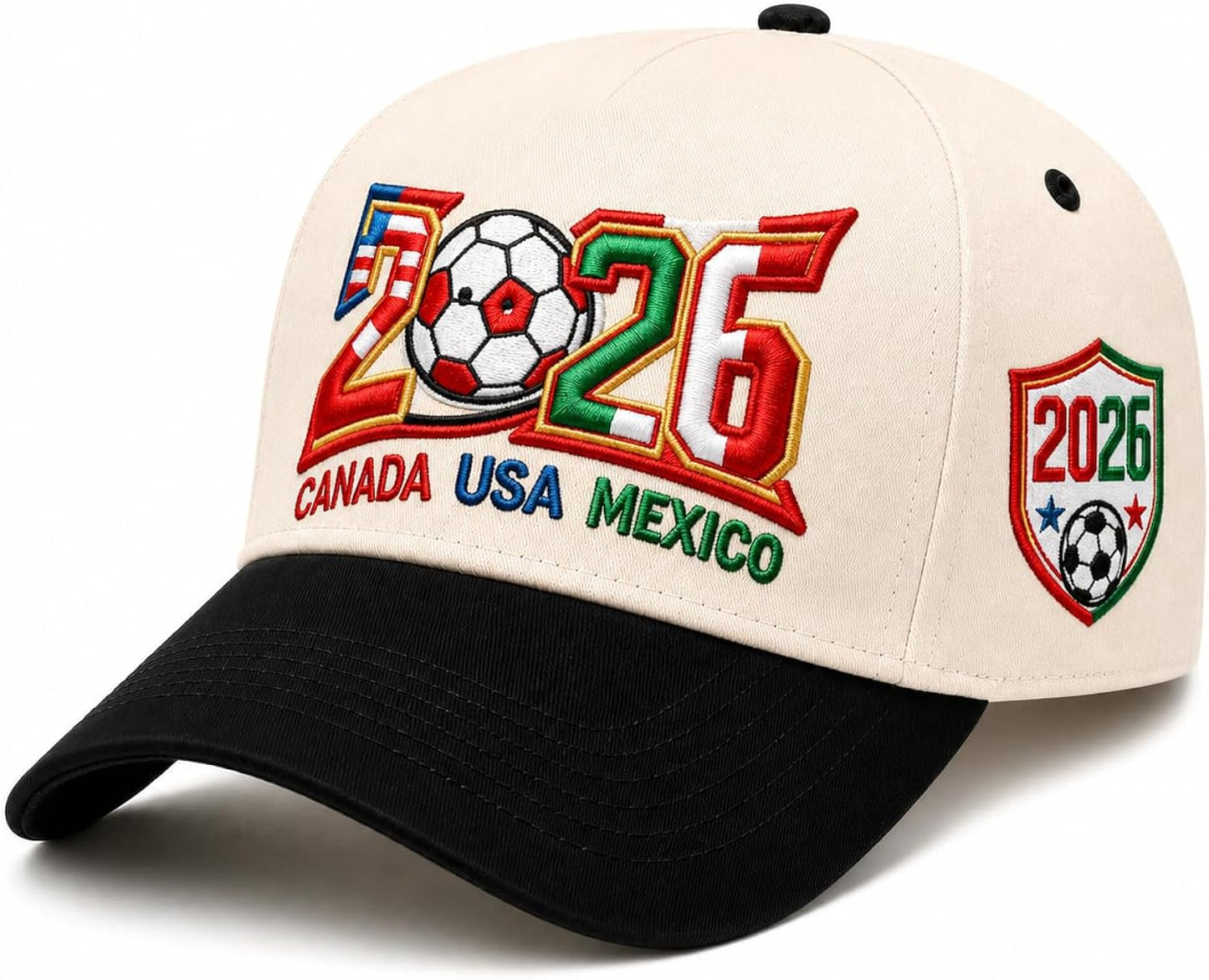 2026 Soccer Fan Baseball Cap, USA Canada Mexico Inspired Embroidered Cotton Hat, Adjustable Game Day Sports Cap