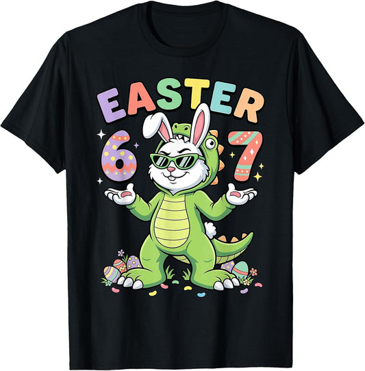 Funny Easter Bunny Dinosaur 67 Six Seven Meme Boys Easter T-Shirt