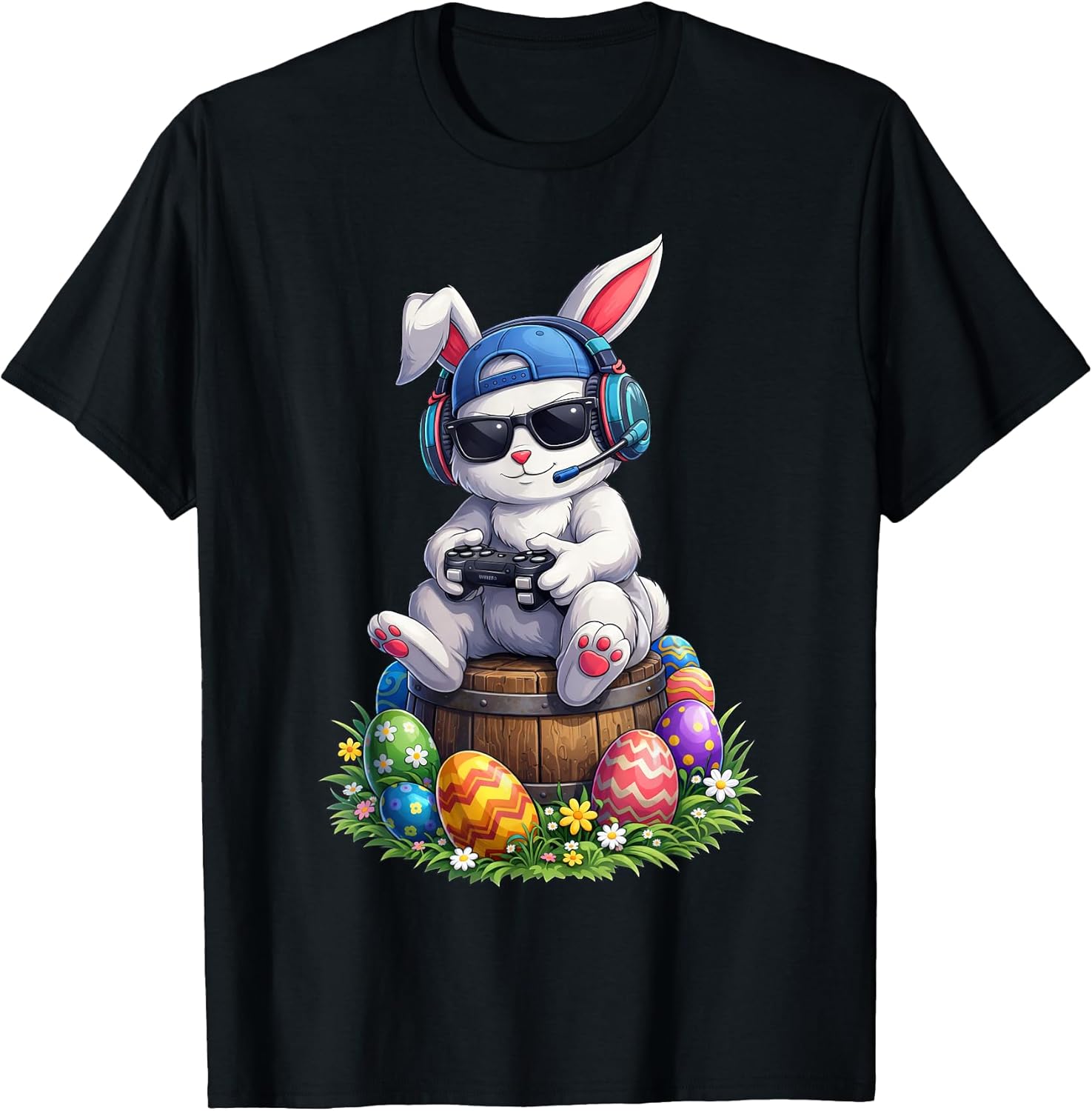 Happy Easter Day Shirts Bunny Egg Video Game Kids Mens Gamer T-Shirt
