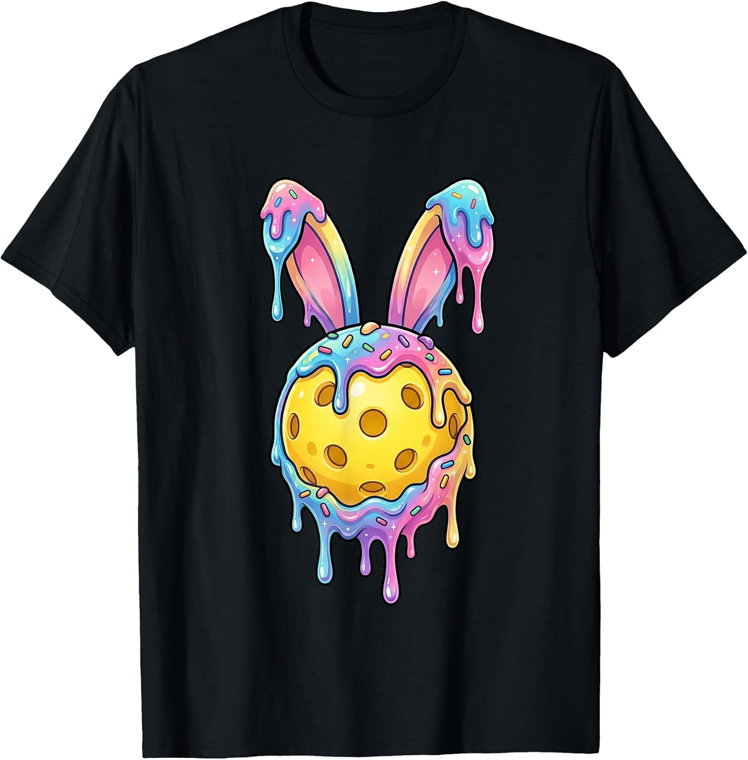 Pickleball Easter Ice-Cream Drip Bunny-Ears Men Women Teens T-Shirt