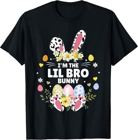 I'm The Lil Bro Bunny Matching Family Leopard Easter 2026 T-Shirt