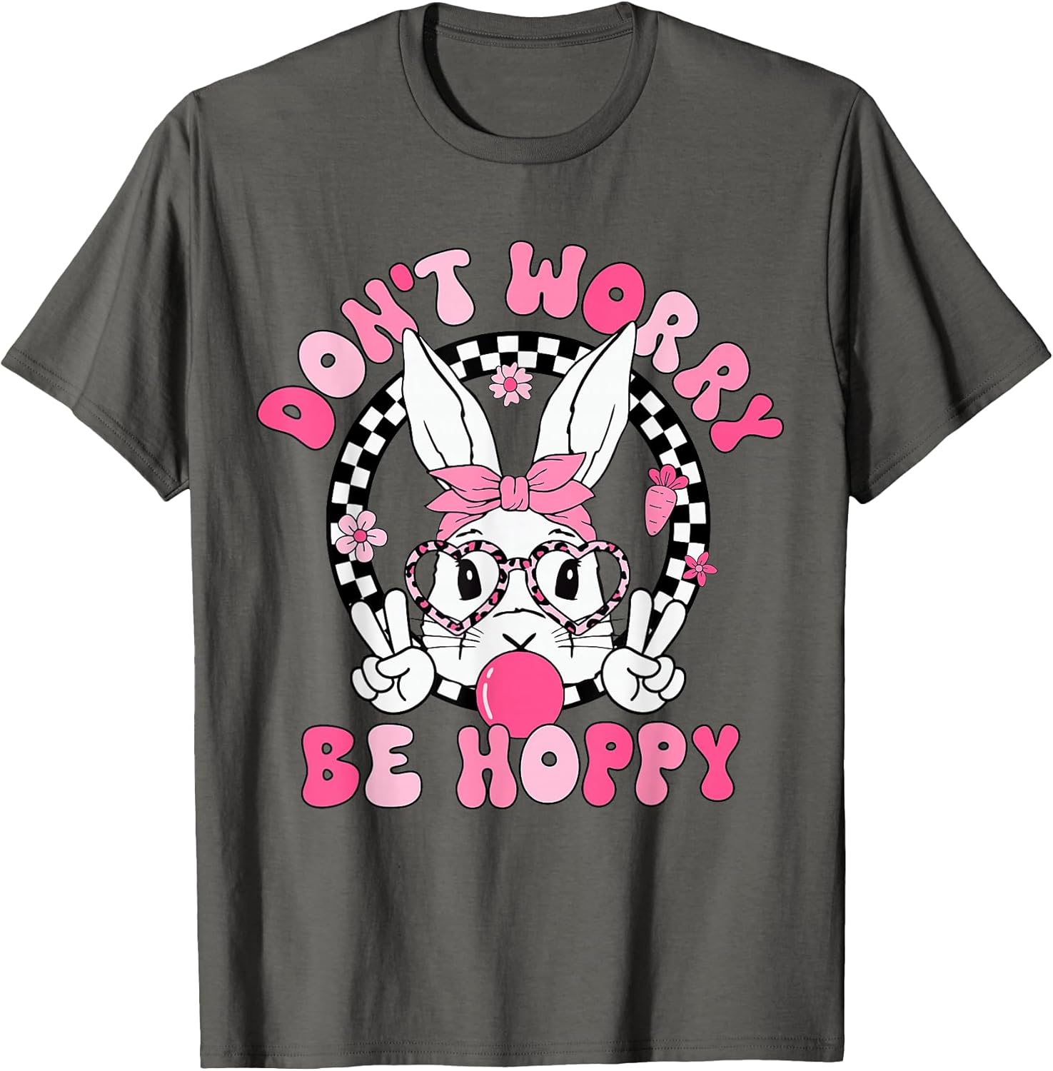 Happy Easter Groovy Bunny Face Don't Worry Be Hoppy Women T-Shirt