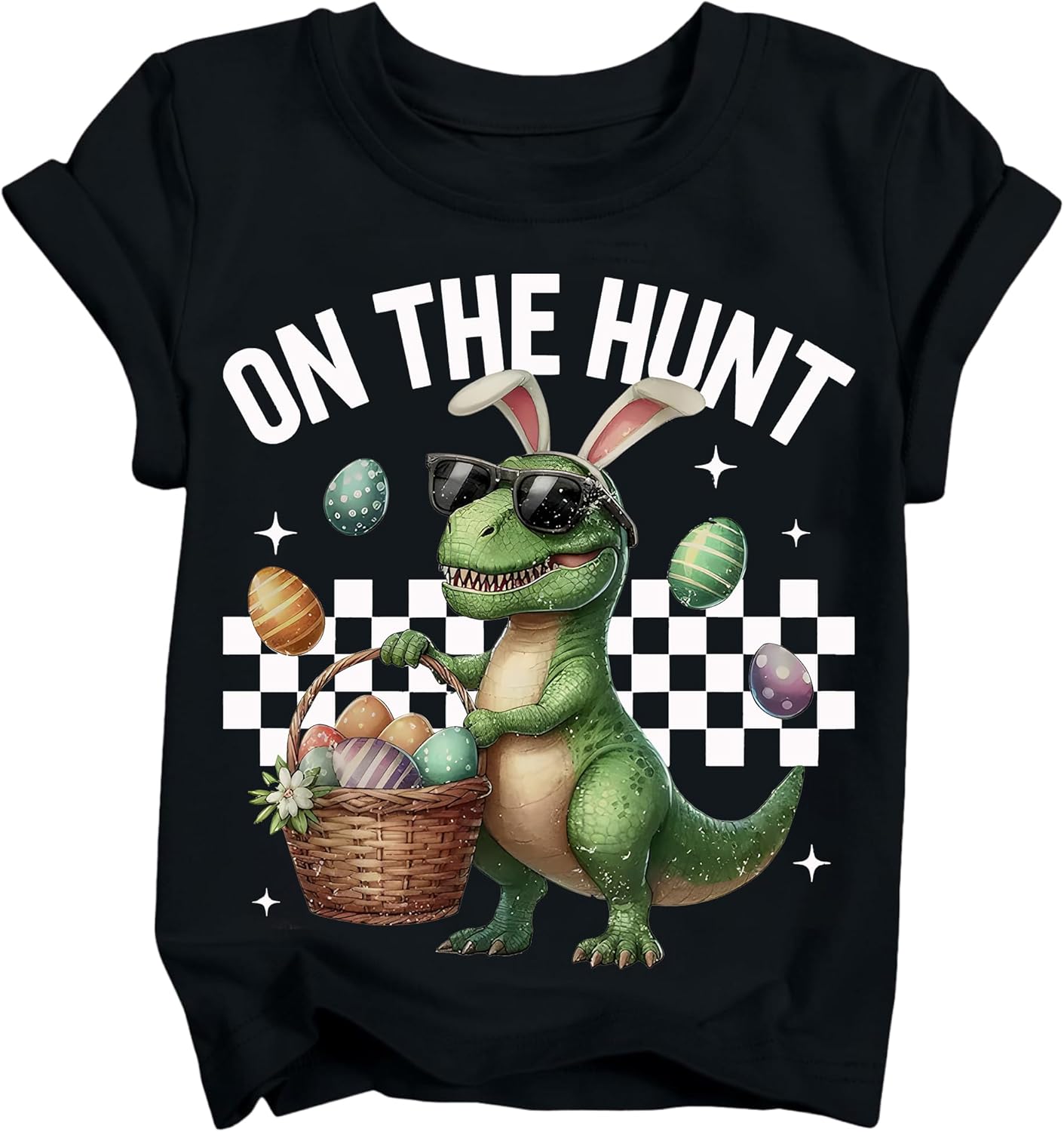 Boys Easter Shirt Toddler Bunny Rabbit & Egg Hunt Graphic T-Shirts Kids Happy Easter Lettering Tops 2026 (3T-10T)