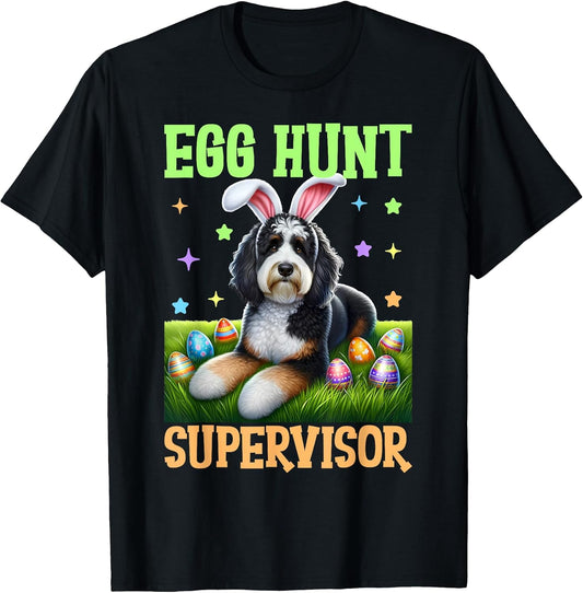 Egg Hunt Supervisor Funny Easter Dog Bunny Men Women T-Shirt