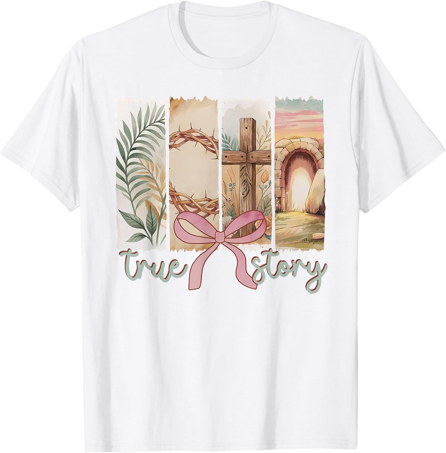 Happy Easter True Story He Is Risen Coquette Floral Spring T-Shirt