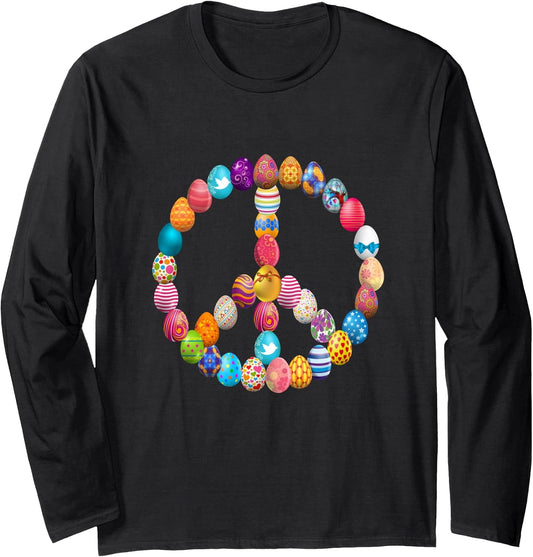 Easter Egg Hunt Peace Sign Happy Easter Egg Hunting Costume Long Sleeve T-Shirt