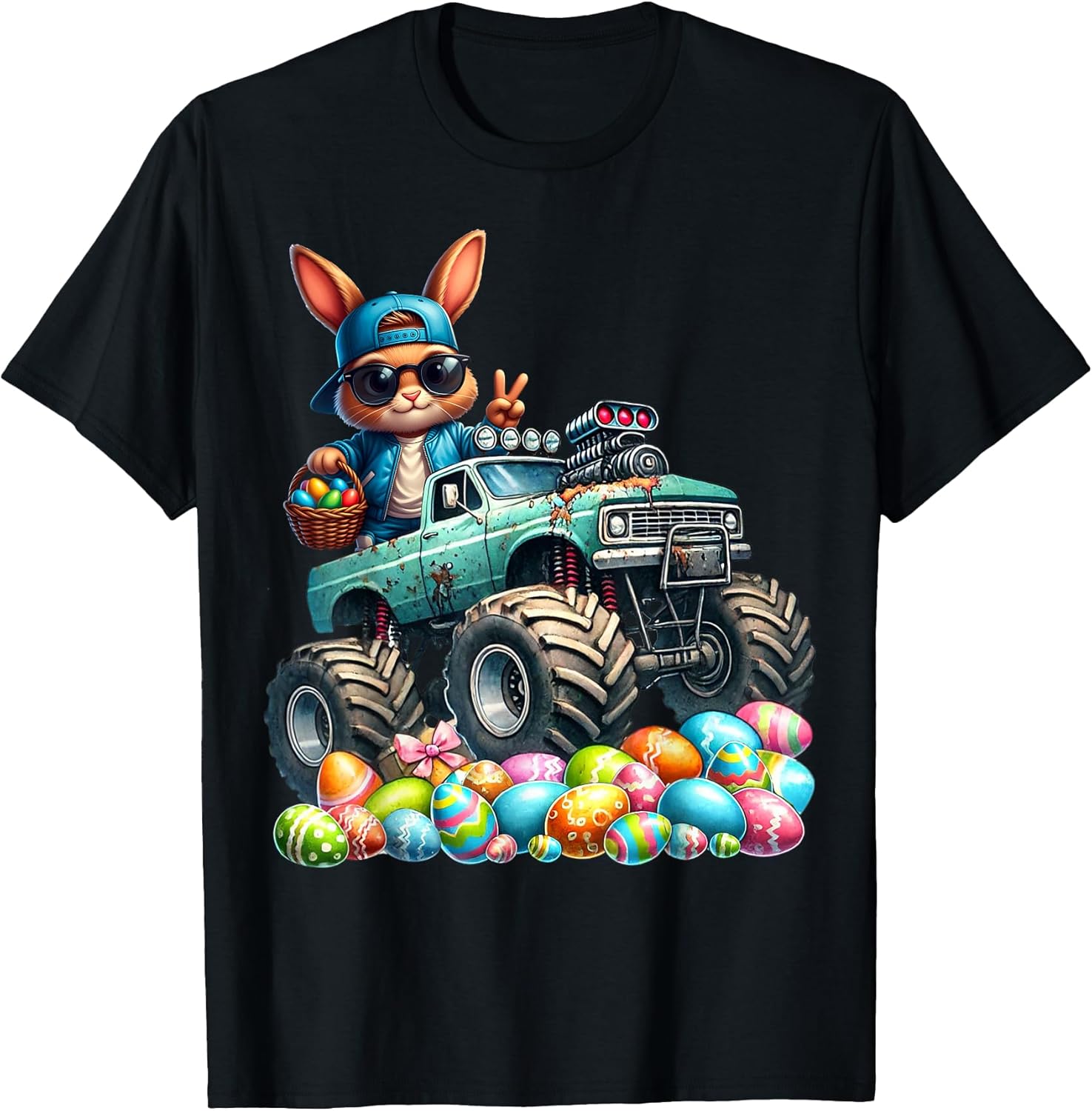 Boys Happy Easter Monster Truck Easter Eggs Hunt Toddler Kid T-Shirt