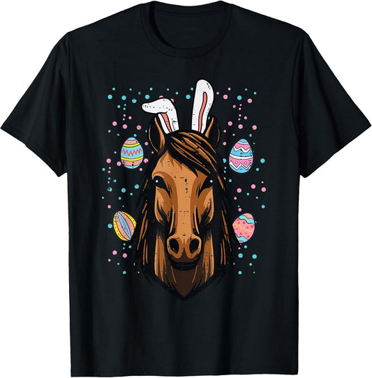 Easter Horse Bunny Ears Equestrian Farm Women Girls Kids Men T-Shirt