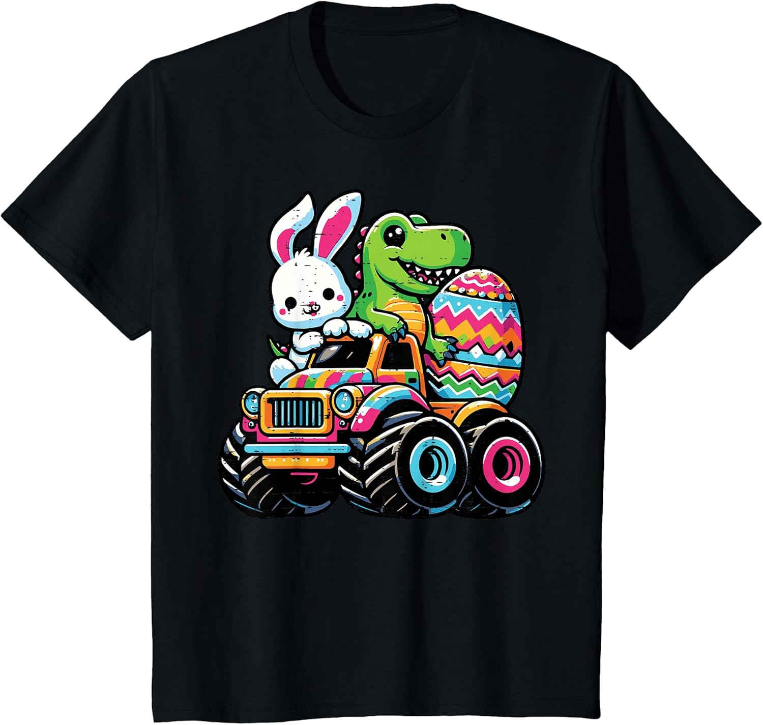 Kids Easter Bunny Dino On Truck Egg Toddler Boys Kids Youth T-Shirt