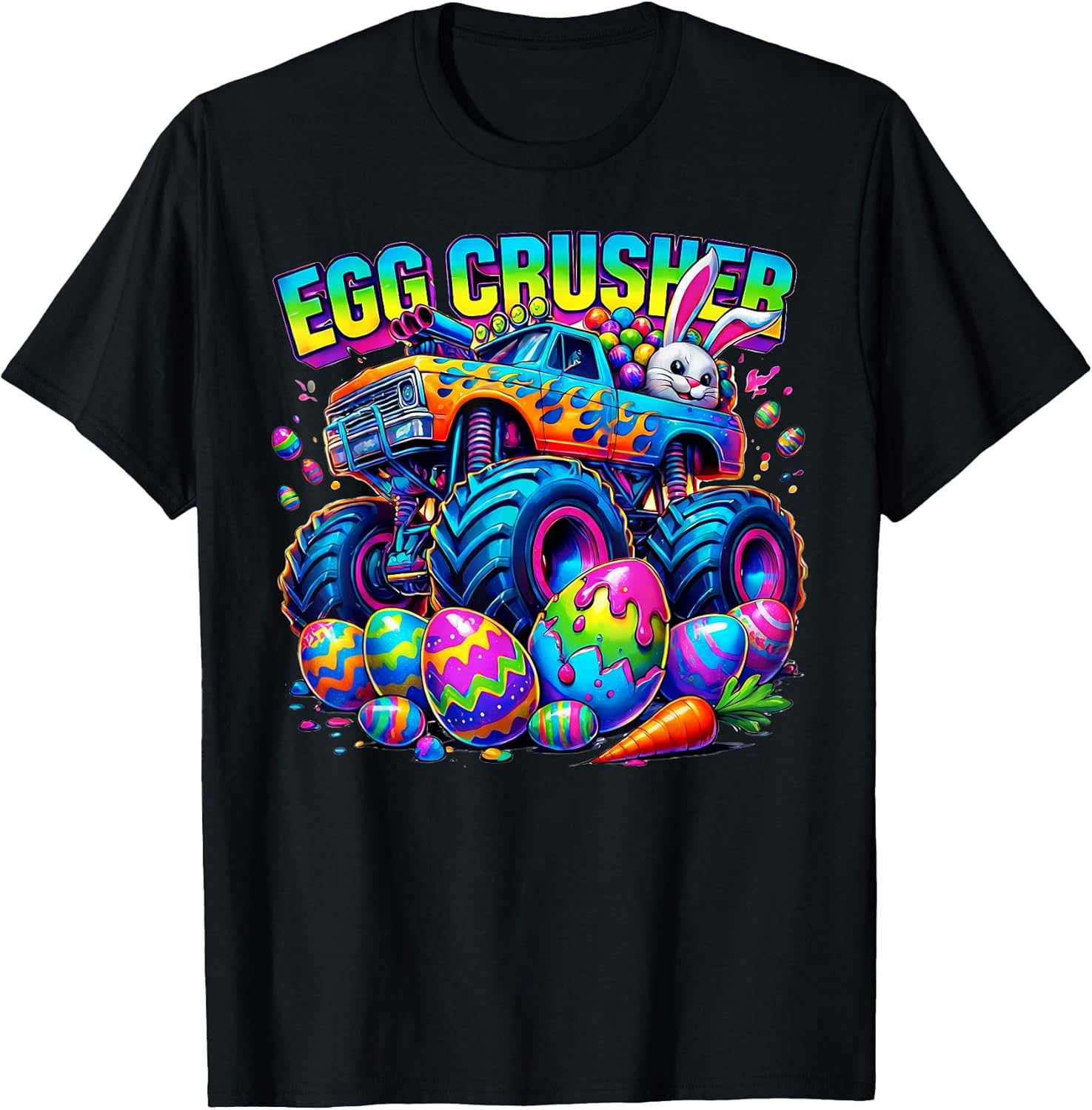 Egg Crusher Monster Truck Easter Bunny Boys Kids Toddler T-Shirt