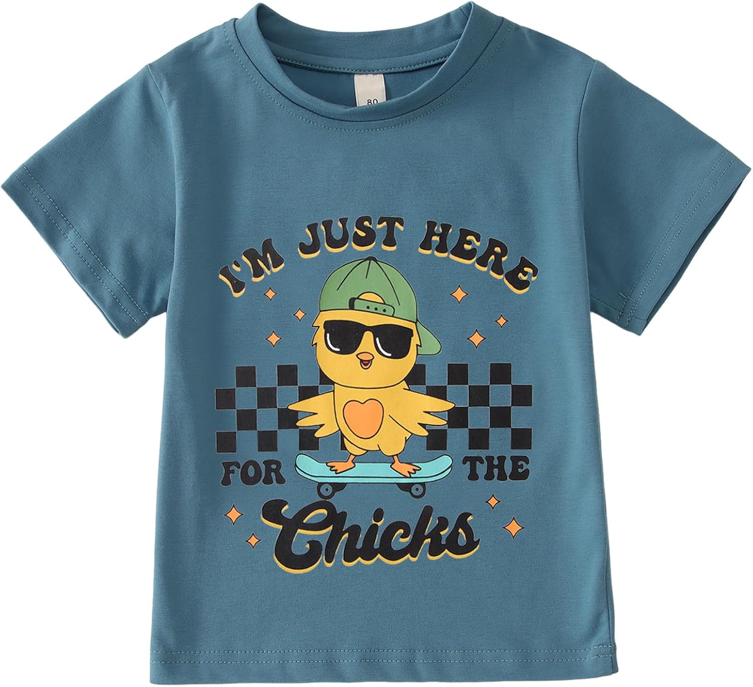 Toddler Boy Easter Shirt I'm Just Here for The Chicks T-Shirt Funny Skateboard Chick Graphic Short Sleeve Tees Tops