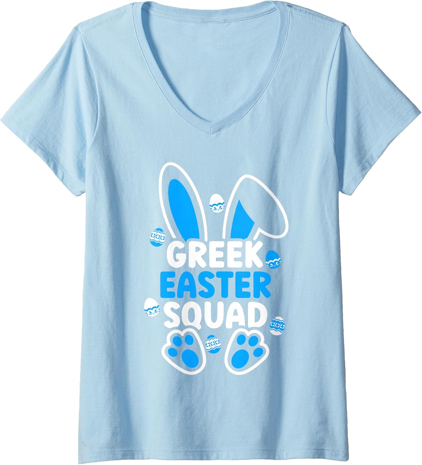 Womens Greek Easter Squad Family Matching Easter Egg Greek Kids V-Neck T-Shirt
