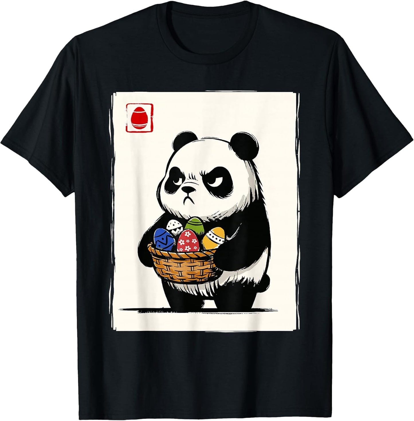 Grumpy Panda Easter Egg Basket Funny Easter T-Shirt