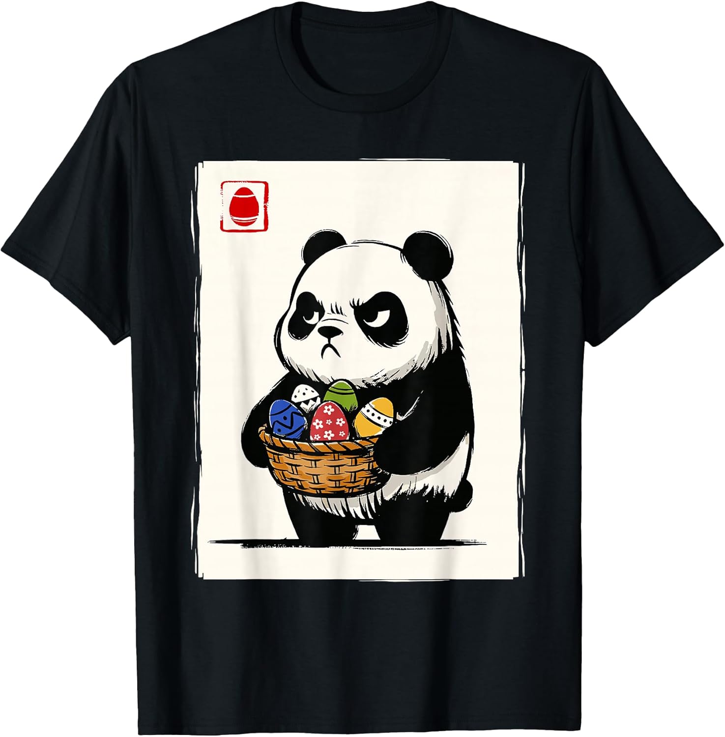 Grumpy Panda Easter Egg Basket Funny Easter T-Shirt