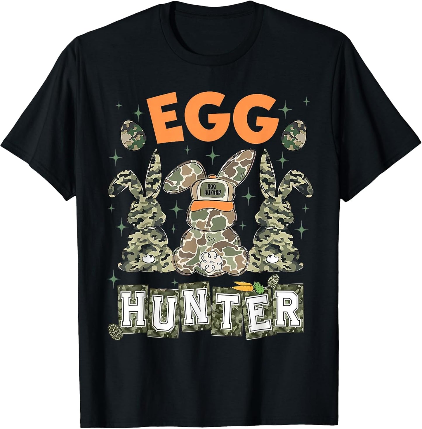 Egg Hunter Deer Buck Camo Cap Deer Hunting Easter Boys Kids T-Shirt