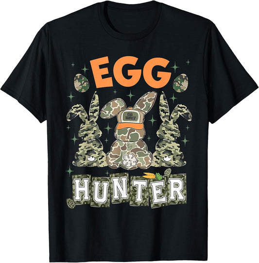 Egg Hunter Deer Buck Camo Cap Deer Hunting Easter Boys Kids T-Shirt