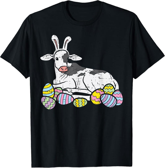 Cow Bunny Ears Eggs Funny Farming Easter Farmer Gift T-Shirt