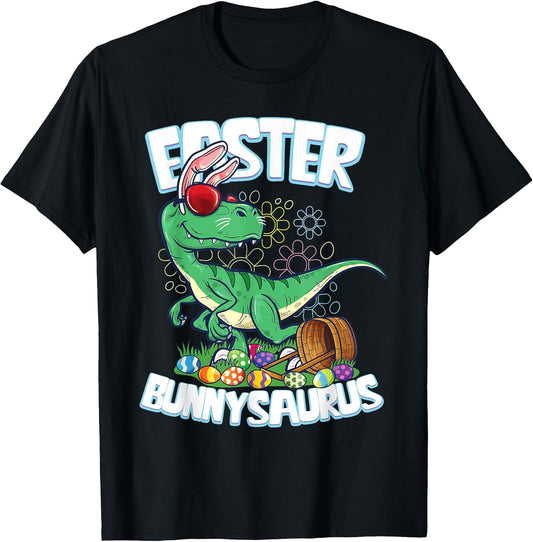 Easter Dinosaur Shirt Bunny Egg Hunt Kids Boys Velociraptor T-Shirt