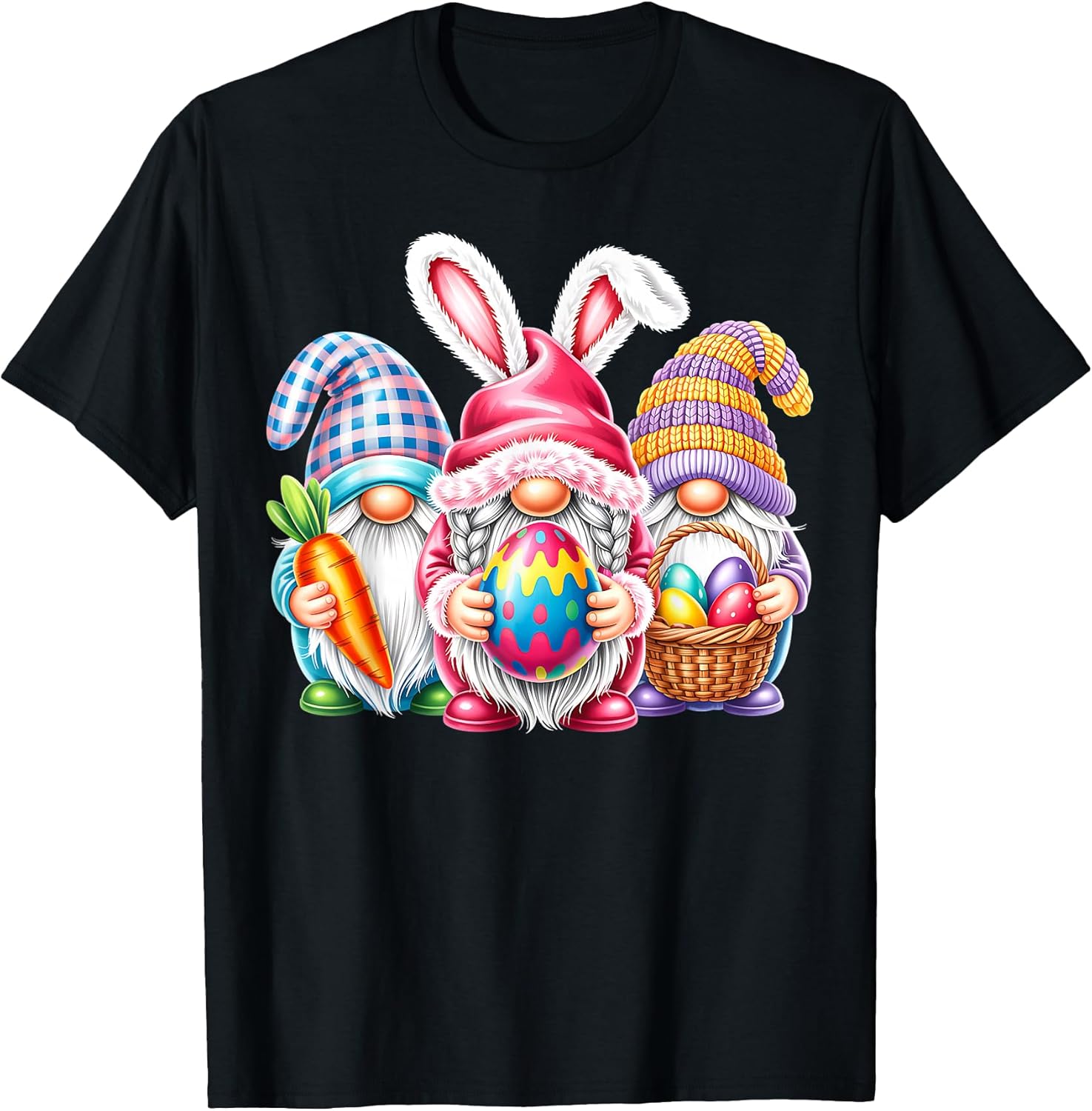 Easter Cute Gnomes Bunny Ears Egg Hunt Women Girls T-Shirt