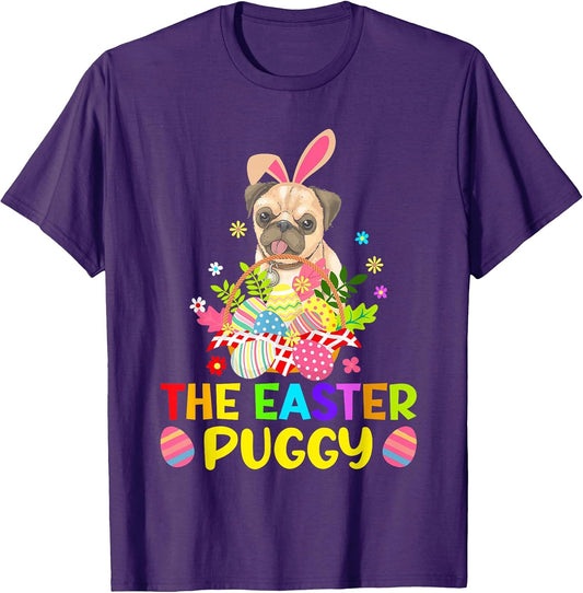 Funny Easter Pug Bunny Ear Eggs Basket Dogs