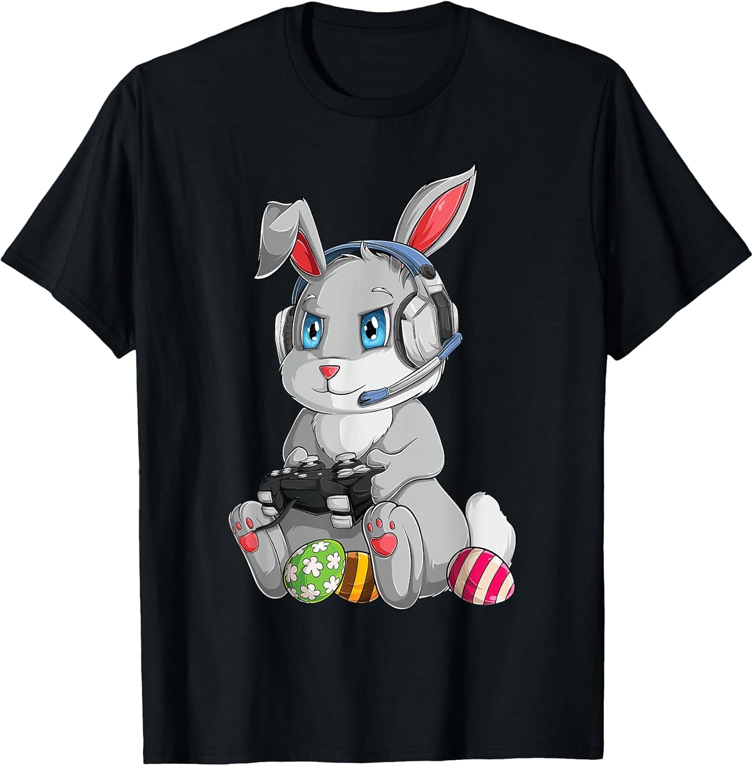Happy Easter Day Bunny Egg Funny Boys Girls Kids Gamer T-Shirt Small