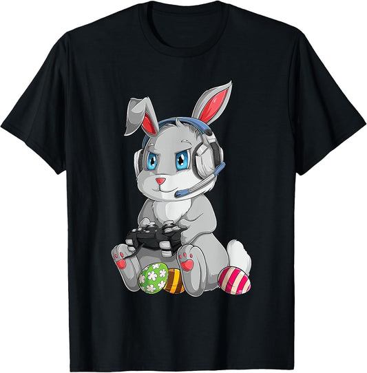 Happy Easter Day Bunny Egg Funny Boys Girls Kids Gamer T-Shirt Small