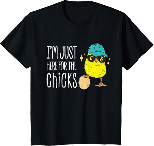 Kids I'm Just Here For The Chicks Cute Boys Kids Toddler Easter T-Shirt