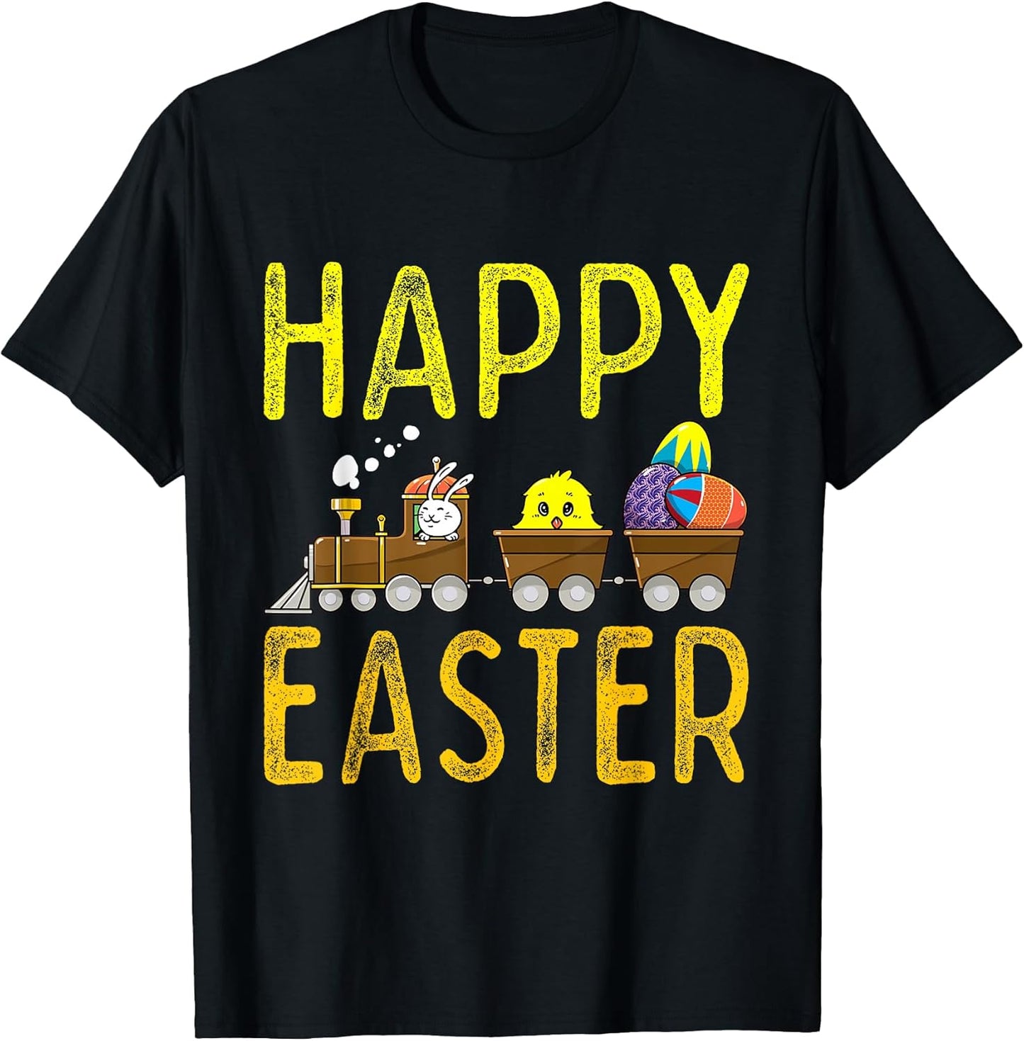 Happy Easter Train Bunny Chick Eggs Cute Boys Kids Toddlers T-Shirt