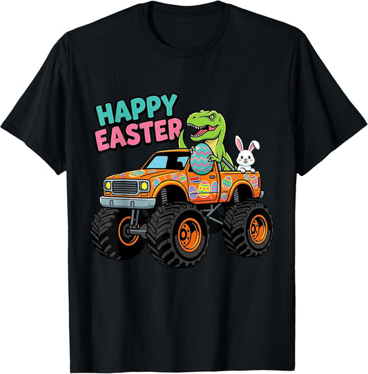 Happy Easter Dinosaur Monster Truck Bunny Rabbit Easter Egg T-Shirt