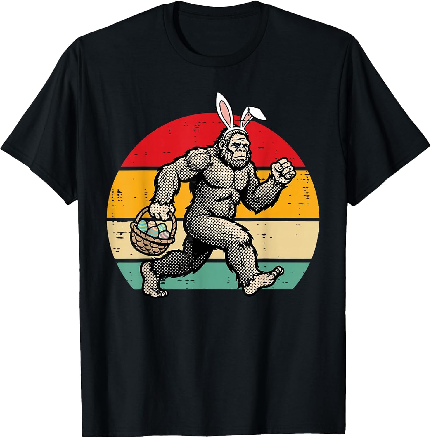 Easter Bigfoot Bunny Ears Egg Hunt Sasquatch Men Women Kids T-Shirt
