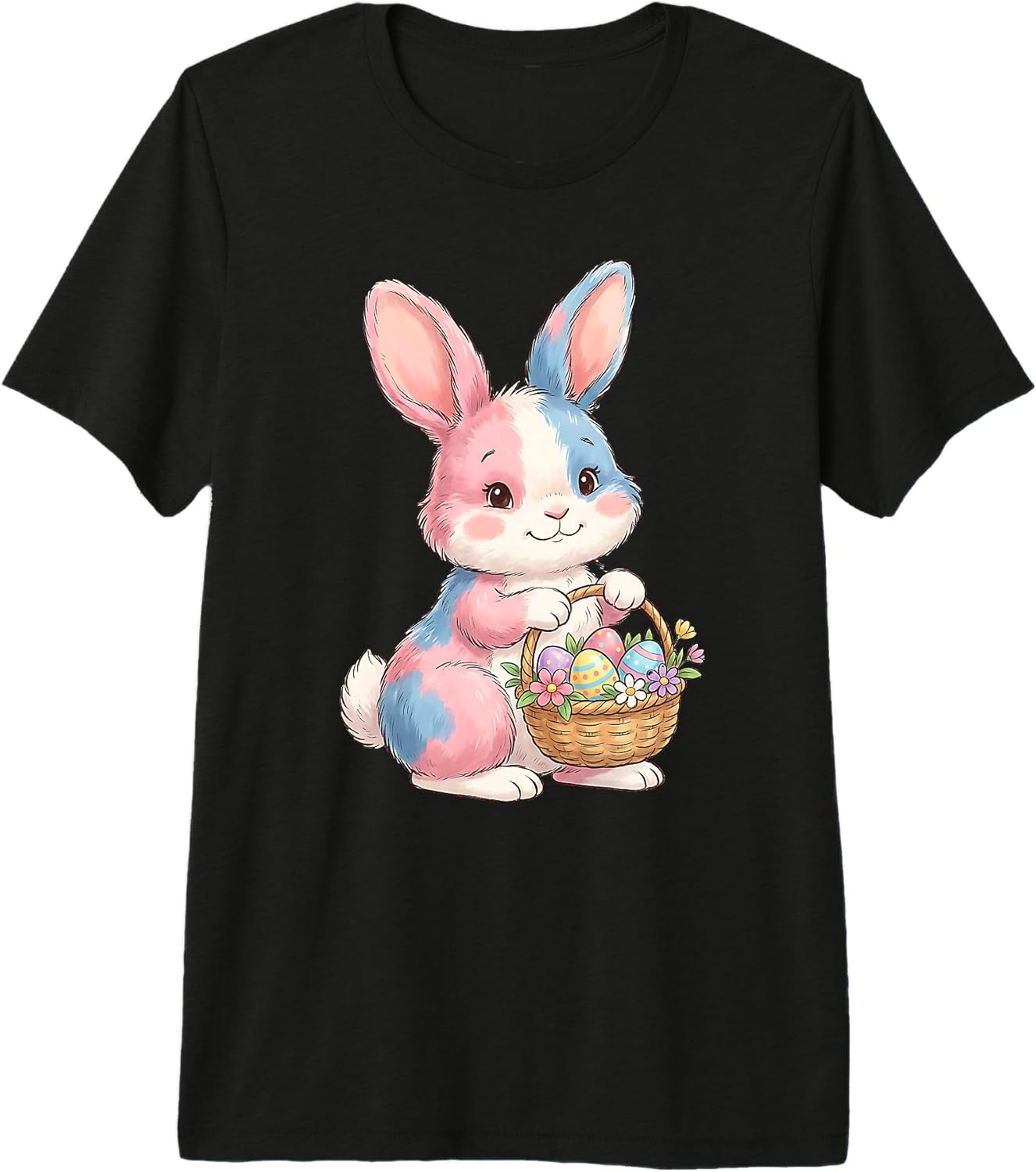Cute Pastel Easter Bunny with Basket and Eggs Premium Tri-Blend T-Shirt
