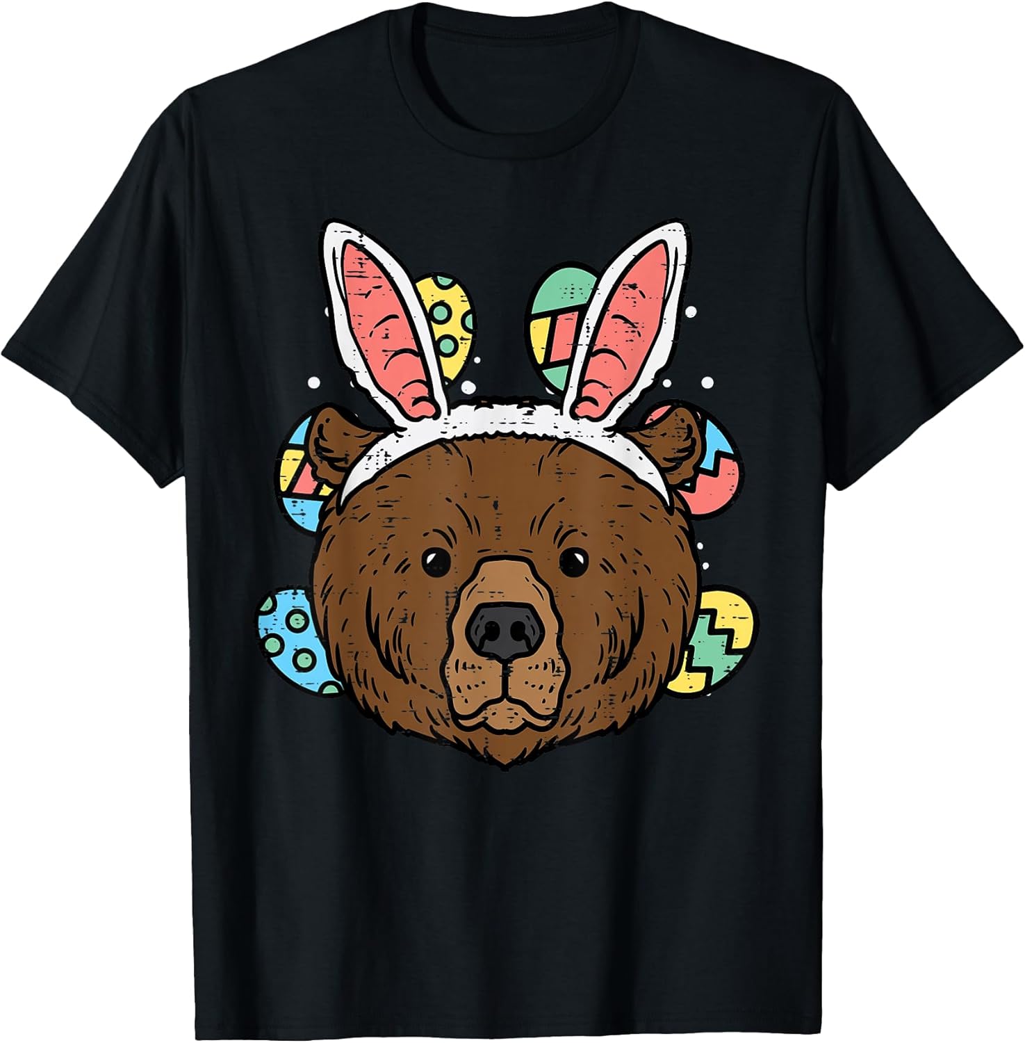 Easter Bear Face Bunny Ears Eggs Cute Animal Men Women Kids T-Shirt