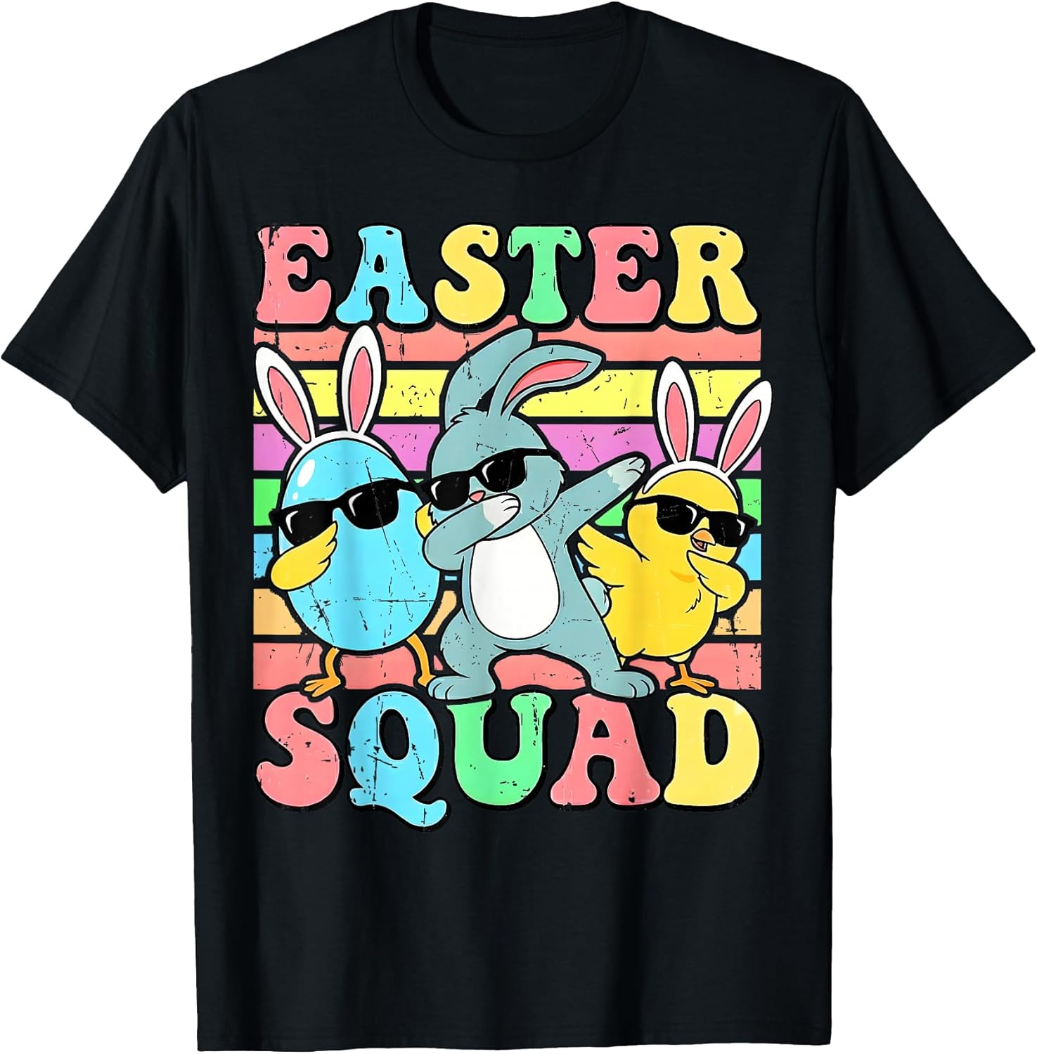 Funny Easter Squad Bunny Egg Chick Dab Vintage Spring Pastel T-Shirt