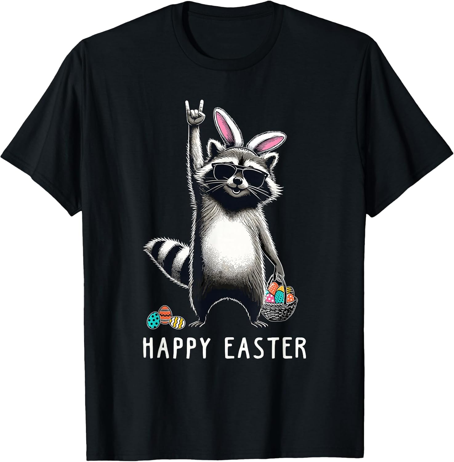 Cute Easter Raccoon Men Women Kids Boys Girls Funny Easter T-Shirt