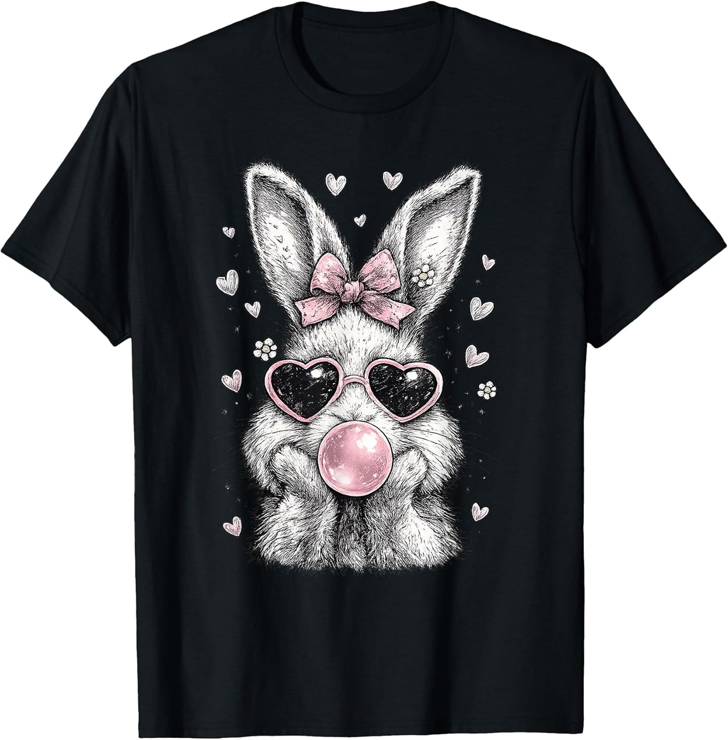 Cute Easter Bunny Shirt for Women Pink Rabbit Coquette Girly T-Shirt