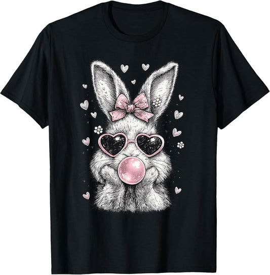 Cute Easter Bunny Shirt for Women Pink Rabbit Coquette Girly T-Shirt
