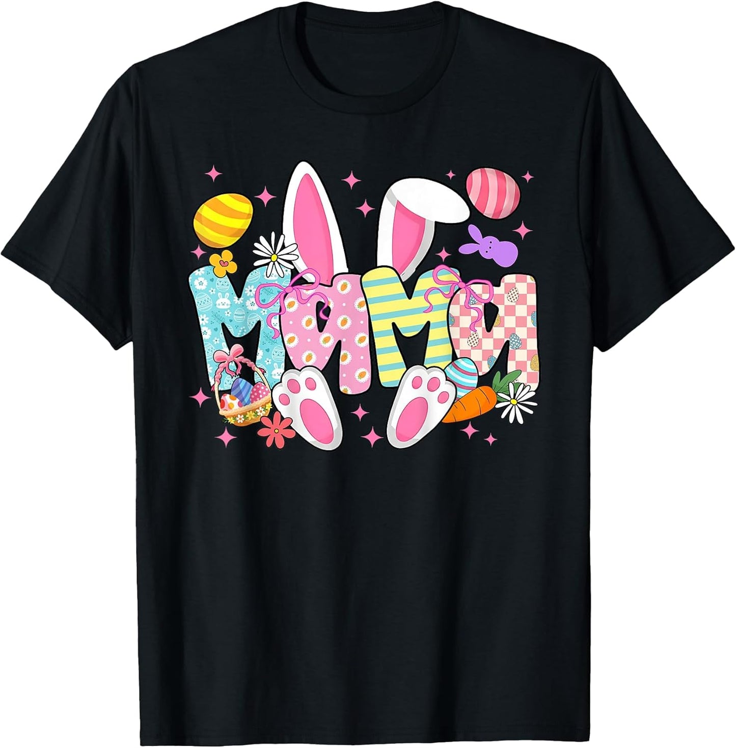 Easter Mama Bunny Ears Coquette Bow Easter Rabbit Mom Women T-Shirt