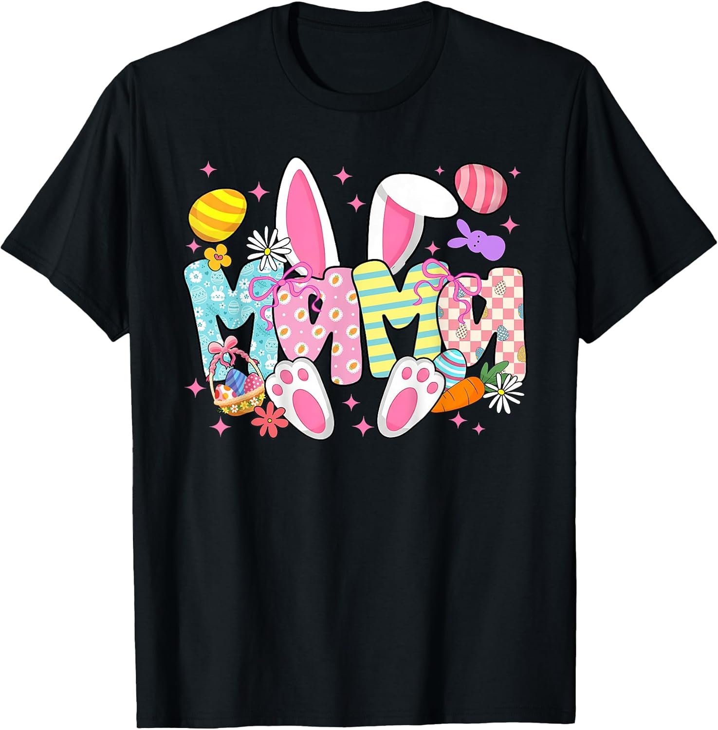 Easter Mama Bunny Ears Coquette Bow Easter Rabbit Mom Women T-Shirt
