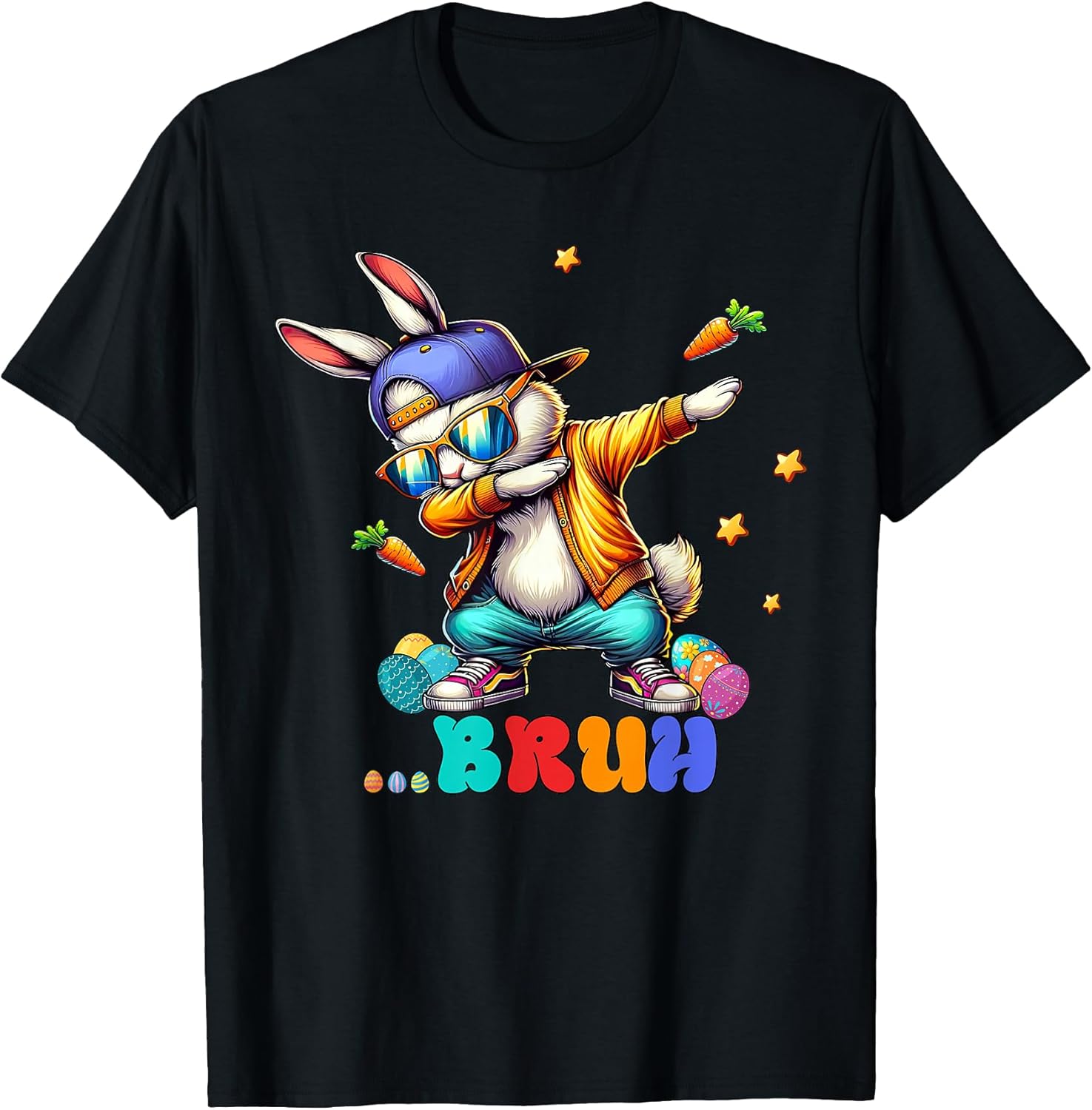 Bruh Dab Bunny Easter Funny Kids Toddler Boys Mens Easter T-Shirt