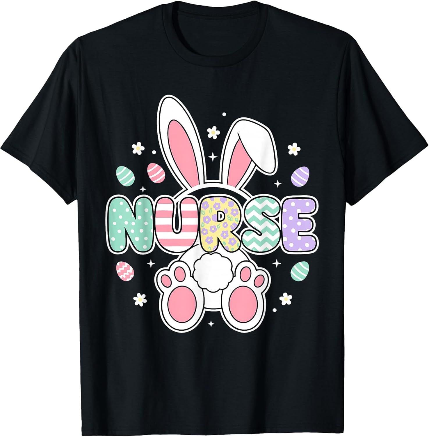 Cute Easter Nurse Shirts for Women, Spring RN Bunny Ears T-Shirt