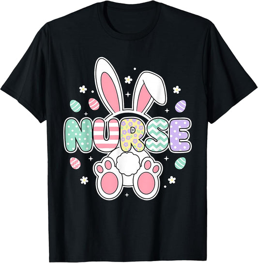 Cute Easter Nurse Shirts for Women, Spring RN Bunny Ears T-Shirt