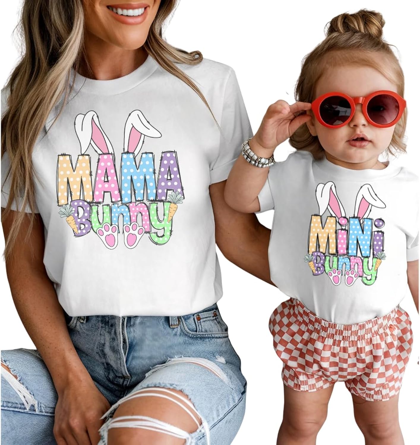 Mommy and Me Easter Matching Shirts Mama Bunny Mini Bunny Mom and Toddler Matching Outfit Cute Spring Family Shirts