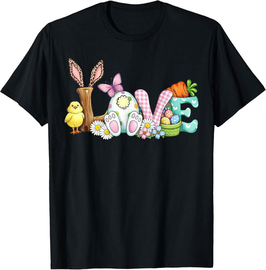 Pastel Bunny Love Easter Spring Rabbit Flower Carrot T-Shirt