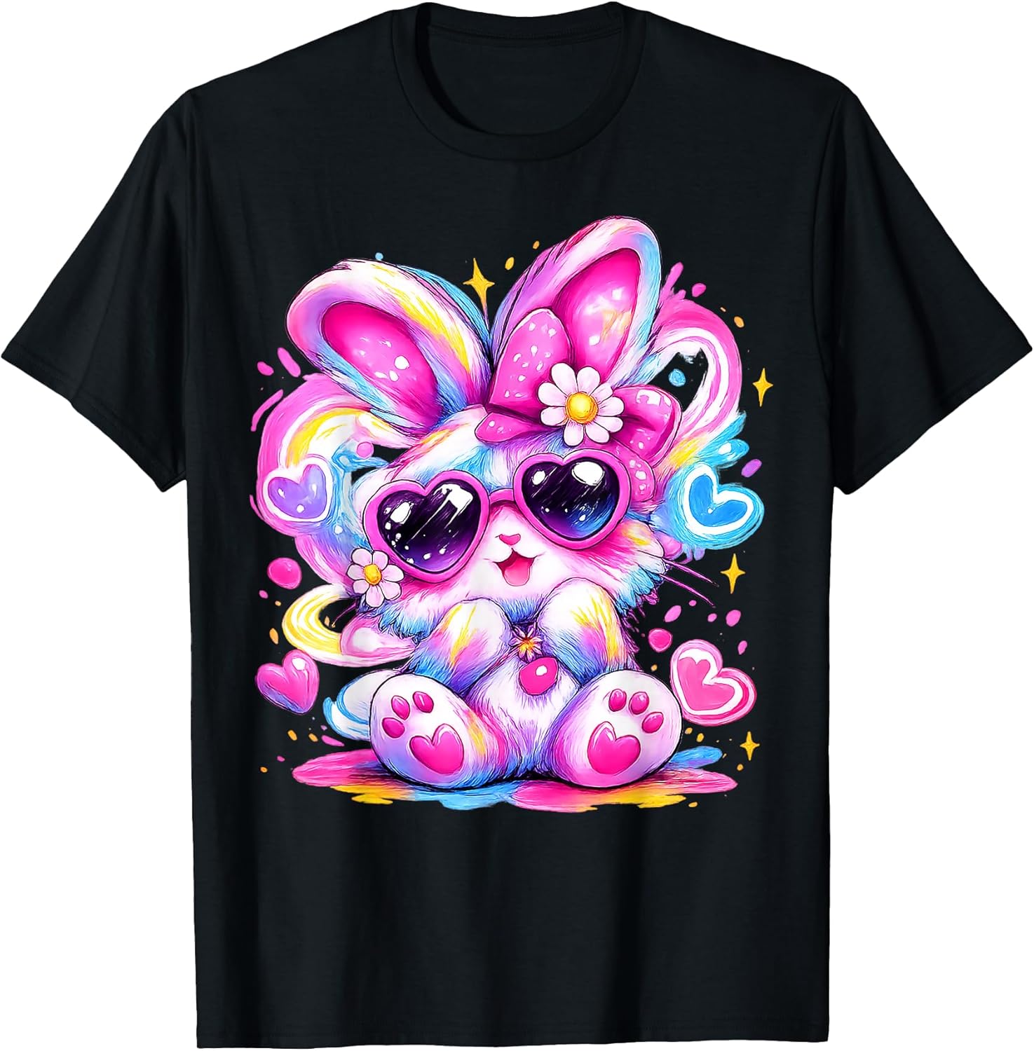 Cute Tie Dye Bunny Easter Kawaii Rabbit Gifts Men Women Kid T-Shirt
