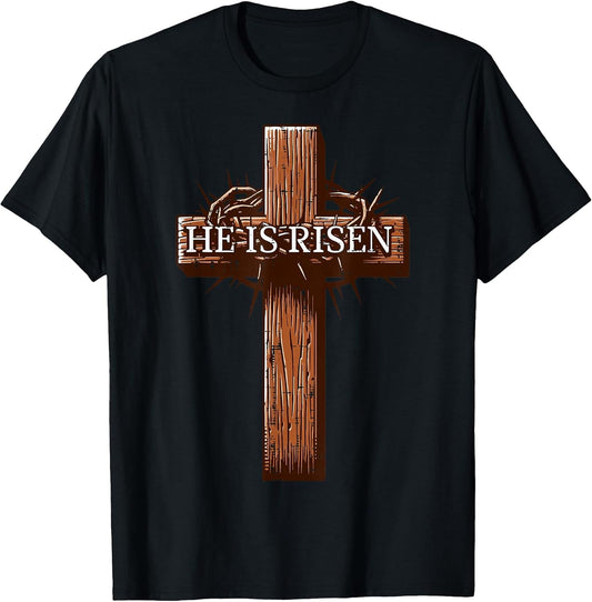 Easter Jesus Cross He is Risen Christian Men Women Kids T-Shirt