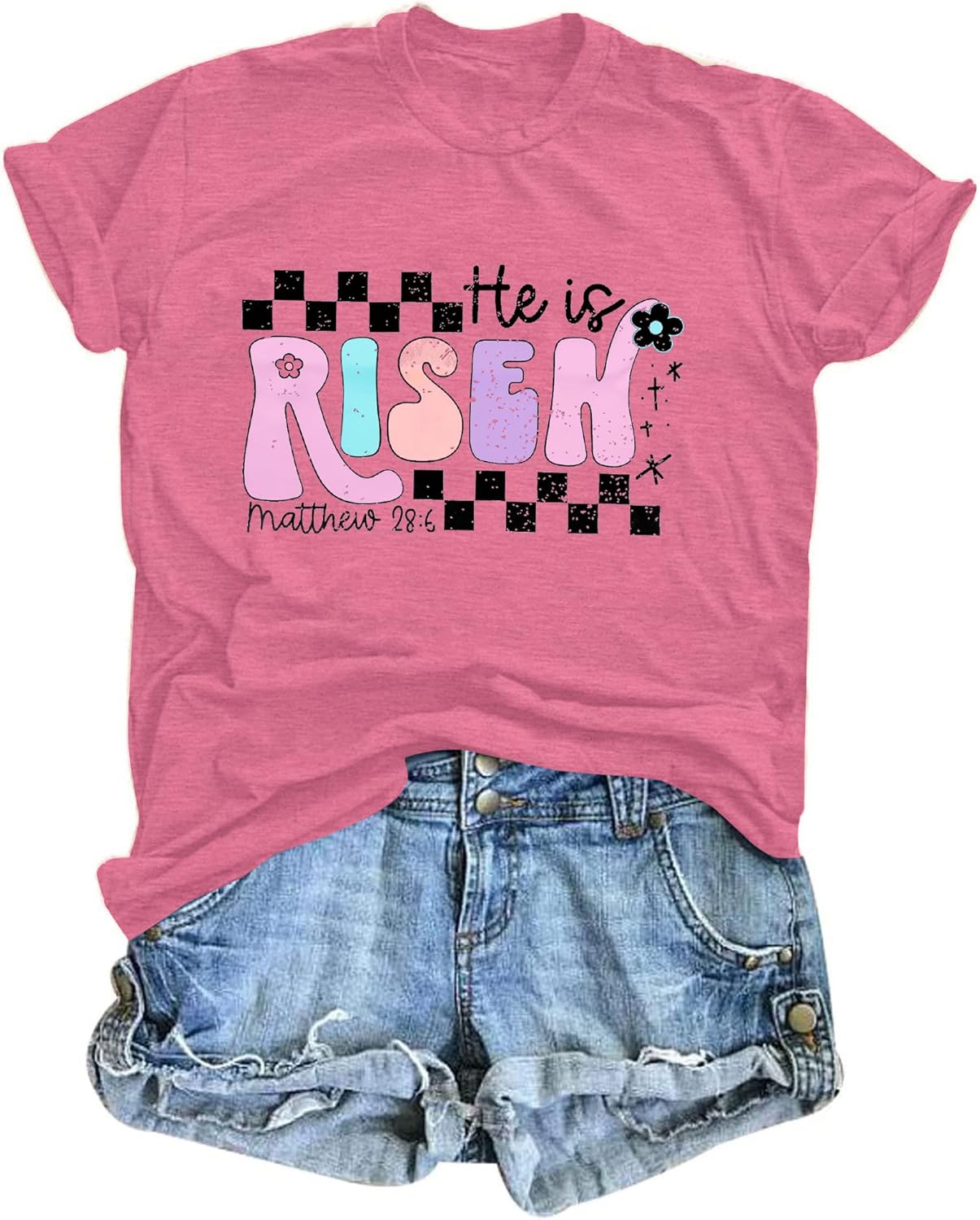 Easter Shirt for Women: He is Risen T-Shirt Christian Religious Tee Casual Faith Bible Verse Tops